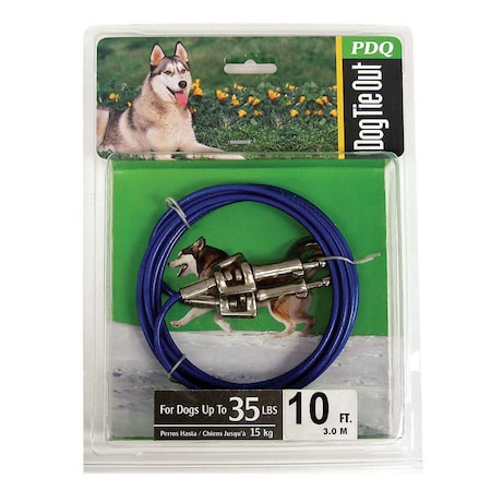 Orrville PDQ Blue / Silver Tie-Out Vinyl Coated Cable Dog Tie Out Medium Q231000099